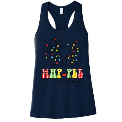 Happee Holidays Kidney Christmas Lights Christmas Nurse Women's Racerback Tank