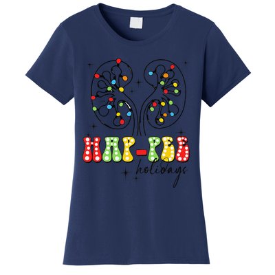 Happee Holidays Kidney Christmas Lights Christmas Nurse Women's T-Shirt