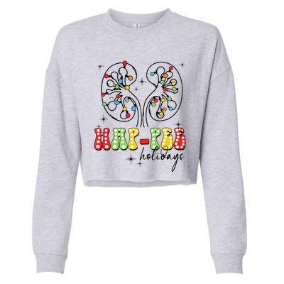 Happee Holidays Kidney Christmas Lights Christmas Nurse Cropped Pullover Crew