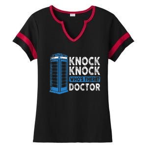 Hilarious Humor Knock Knock Doctor Funny Knock WhoS There Ladies Halftime Notch Neck Tee