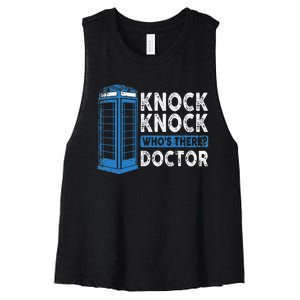 Hilarious Humor Knock Knock Doctor Funny Knock WhoS There Women's Racerback Cropped Tank