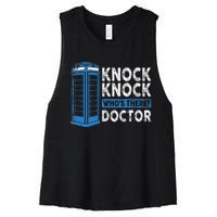 Hilarious Humor Knock Knock Doctor Funny Knock WhoS There Women's Racerback Cropped Tank