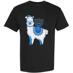 Happy Hanukkah Llamakkah Llama Menorah Alpaca Jewish Holiday  Garment-Dyed Heavyweight T-Shirt