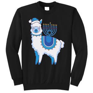 Happy Hanukkah Llamakkah Llama Menorah Alpaca Jewish Holiday  Sweatshirt