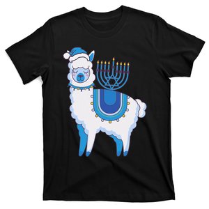 Happy Hanukkah Llamakkah Llama Menorah Alpaca Jewish Holiday  T-Shirt