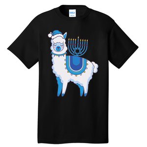 Happy Hanukkah Llamakkah Llama Menorah Alpaca Jewish Holiday  Tall T-Shirt