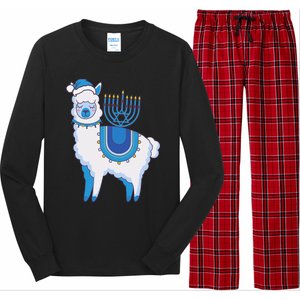 Happy Hanukkah Llamakkah Llama Menorah Alpaca Jewish Holiday  Long Sleeve Pajama Set