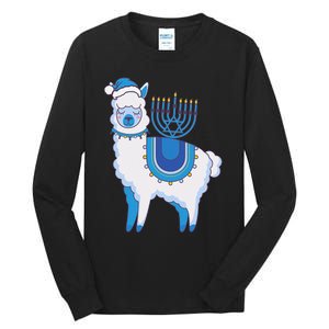 Happy Hanukkah Llamakkah Llama Menorah Alpaca Jewish Holiday  Tall Long Sleeve T-Shirt