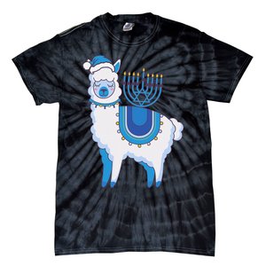 Happy Hanukkah Llamakkah Llama Menorah Alpaca Jewish Holiday  Tie-Dye T-Shirt