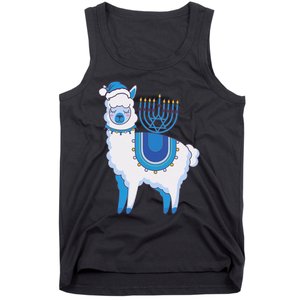 Happy Hanukkah Llamakkah Llama Menorah Alpaca Jewish Holiday  Tank Top