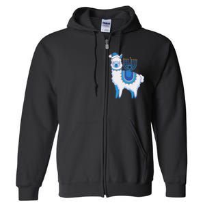 Happy Hanukkah Llamakkah Llama Menorah Alpaca Jewish Holiday  Full Zip Hoodie