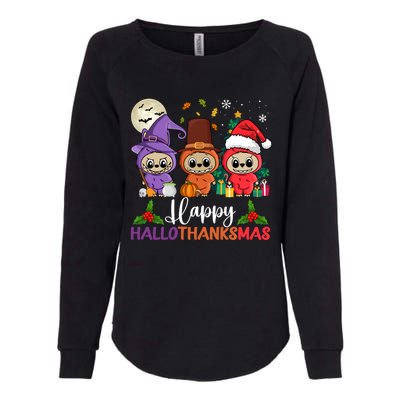 Happy Hallothanksmas Labubu Lover Halloween Fall Christmas Great Gift Womens California Wash Sweatshirt