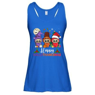 Happy Hallothanksmas Labubu Lover Halloween Fall Christmas Great Gift Ladies Essential Flowy Tank