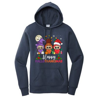 Happy Hallothanksmas Labubu Lover Halloween Fall Christmas Great Gift Women's Pullover Hoodie