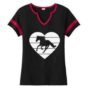 Horse Heart Love Horseback Equestrian Riding Cuten Girl Women Ladies Halftime Notch Neck Tee