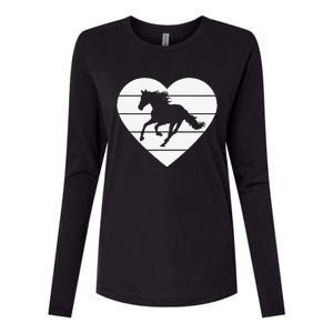 Horse Heart Love Horseback Equestrian Riding Cuten Girl Women Womens Cotton Relaxed Long Sleeve T-Shirt