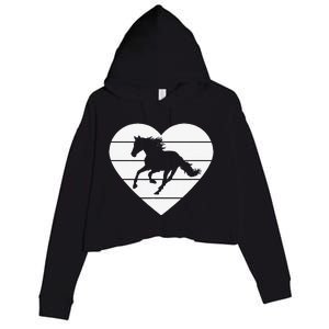 Horse Heart Love Horseback Equestrian Riding Cuten Girl Women Crop Fleece Hoodie