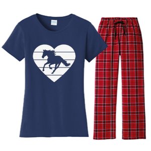 Horse Heart Love Horseback Equestrian Riding Cuten Girl Women Women's Flannel Pajama Set