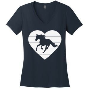 Horse Heart Love Horseback Equestrian Riding Cuten Girl Women Women's V-Neck T-Shirt