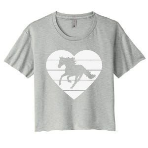 Horse Heart Love Horseback Equestrian Riding Cuten Girl Women Women's Crop Top Tee