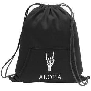 Halloween Hang Loose Skeleton Shaka Aloha – Over Left Breast Sweatshirt Cinch Pack Bag