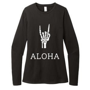 Halloween Hang Loose Skeleton Shaka Aloha – Over Left Breast Womens CVC Long Sleeve Shirt