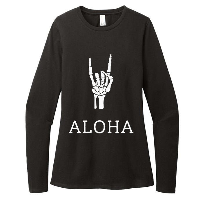 Halloween Hang Loose Skeleton Shaka Aloha – Over Left Breast Womens CVC Long Sleeve Shirt