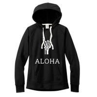 Halloween Hang Loose Skeleton Shaka Aloha – Over Left Breast Women's Fleece Hoodie