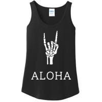 Halloween Hang Loose Skeleton Shaka Aloha – Over Left Breast Ladies Essential Tank