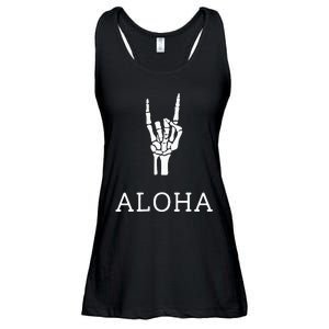 Halloween Hang Loose Skeleton Shaka Aloha – Over Left Breast Ladies Essential Flowy Tank