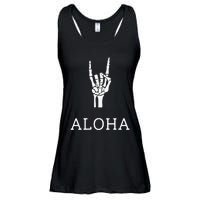 Halloween Hang Loose Skeleton Shaka Aloha – Over Left Breast Ladies Essential Flowy Tank