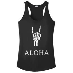 Halloween Hang Loose Skeleton Shaka Aloha – Over Left Breast Ladies PosiCharge Competitor Racerback Tank