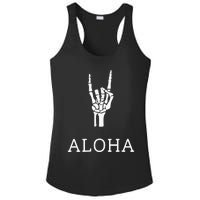 Halloween Hang Loose Skeleton Shaka Aloha – Over Left Breast Ladies PosiCharge Competitor Racerback Tank