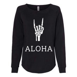 Halloween Hang Loose Skeleton Shaka Aloha – Over Left Breast Womens California Wash Sweatshirt