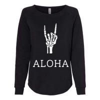 Halloween Hang Loose Skeleton Shaka Aloha – Over Left Breast Womens California Wash Sweatshirt