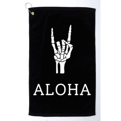 Halloween Hang Loose Skeleton Shaka Aloha – Over Left Breast Golf Towel