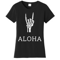 Halloween Hang Loose Skeleton Shaka Aloha – Over Left Breast Women's T-Shirt