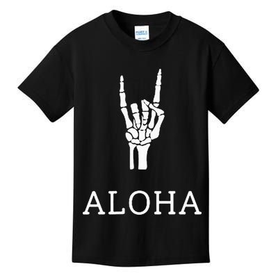 Halloween Hang Loose Skeleton Shaka Aloha – Over Left Breast Kids T-Shirt