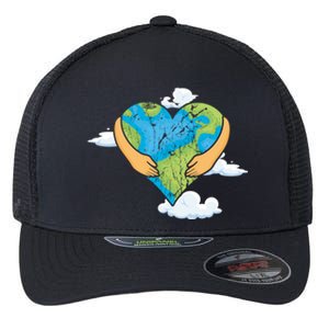 Hand Heart Love World Save Planet Hour Day Earth Gift Flexfit Unipanel Trucker Cap