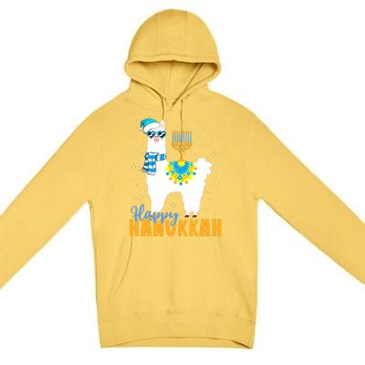 Happy Hanukkah Llama Cute Alpaca Chanukah Premium Pullover Hoodie