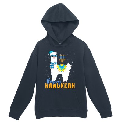 Happy Hanukkah Llama Cute Alpaca Chanukah Urban Pullover Hoodie