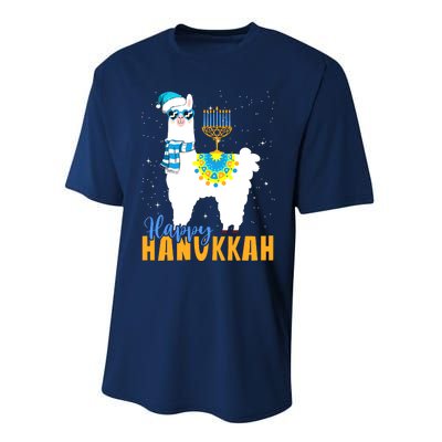 Happy Hanukkah Llama Cute Alpaca Chanukah Performance Sprint T-Shirt