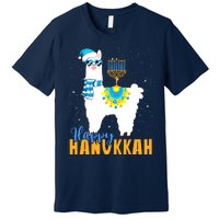 Happy Hanukkah Llama Cute Alpaca Chanukah Premium T-Shirt