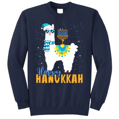 Happy Hanukkah Llama Cute Alpaca Chanukah Tall Sweatshirt