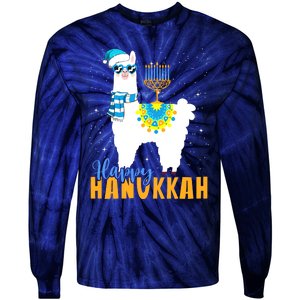 Happy Hanukkah Llama Cute Alpaca Chanukah Tie-Dye Long Sleeve Shirt