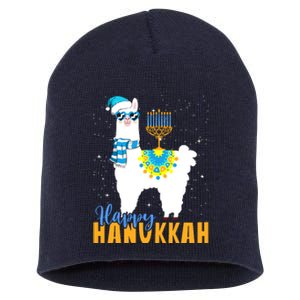 Happy Hanukkah Llama Cute Alpaca Chanukah Short Acrylic Beanie