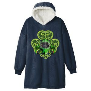 Hockey Hat Leprechaun Irish Hockey Player St Patrick's Day Premium Hooded Wearable Blanket