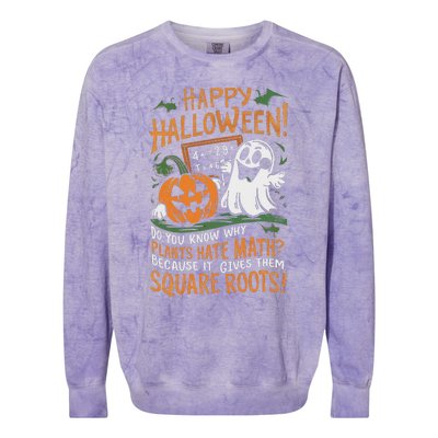 Happy Halloween Math Teacher Scientist Funny Design Colorblast Crewneck Sweatshirt