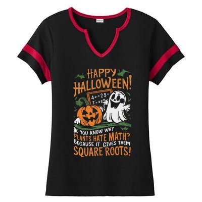 Happy Halloween Math Teacher Scientist Funny Design Ladies Halftime Notch Neck Tee