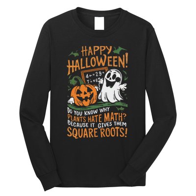 Happy Halloween Math Teacher Scientist Funny Design Long Sleeve Shirt